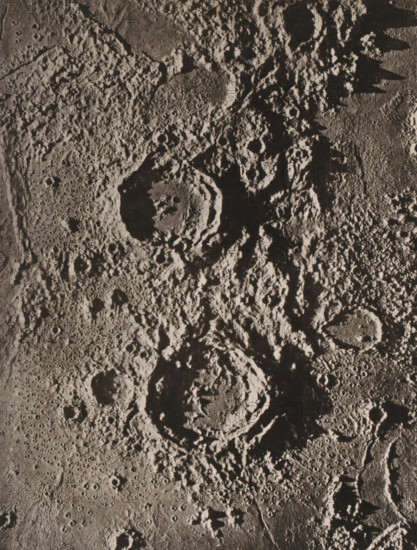 Plaster model of the moon craters Aristotle and Eudoxus, seen from above, Das Ringgebirge Aristotle