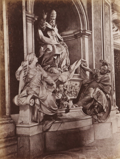 Sculpture of Pope Gregory XIII by Camillo Rusconi St. Peter's Basilica in Vatican City, photograph,