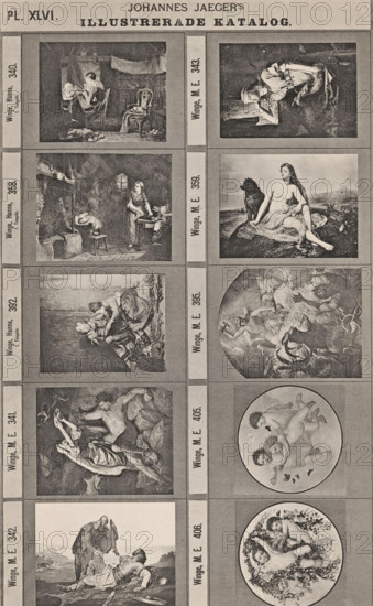 Photo reproduction of ten paintings with mainly mythological scenes, Johannes Jaeger's Illustrerade