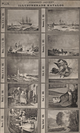 Photo reproduction of ten paintings, Johannes Jaeger's Illustrerade Catalog, reproduction, page,