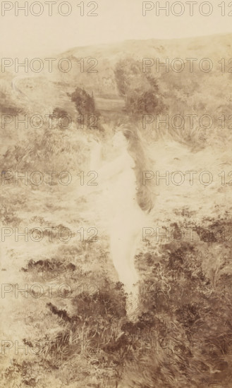 Photo reproduction of a female nude in a landscape, photograph, reproduction, Part of French artist