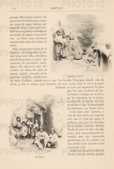 Women and children in a house in Kabylie, Algeria, Intérieur Kabyle, page, photomechanical print,