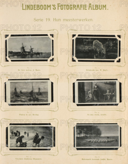 Six reproductions of paintings by Jacob Maris, Willem Maris, Hendrik Willem Mesdag, Jozef Israëls,