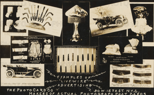 Advertisement for The Photo Cards Company with 10 advertising postcards, picture postcard,