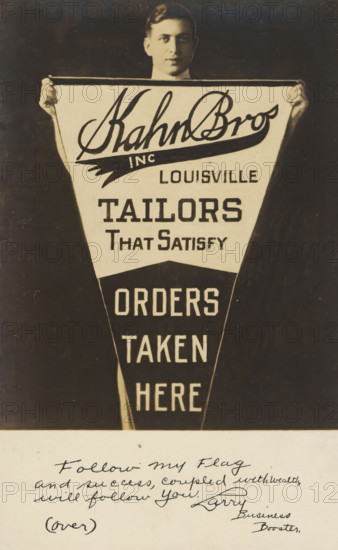 Advertisement for Kahn Bros, Louisville, picture postcard, inscription, United States of America, c