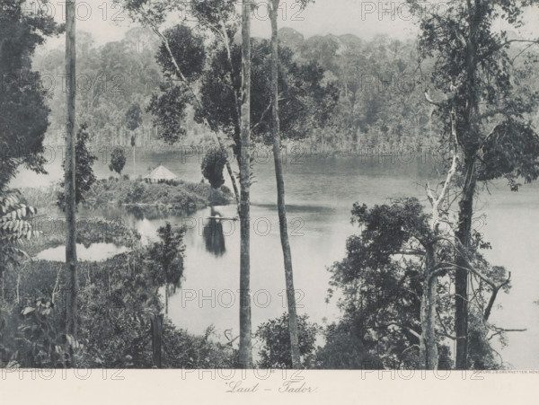 Laut - Tador, View of a river with relaxation at Laut Tador on Sumatra, photomechanical print, Part