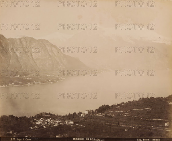 View of Menaggio from Bellagio, album page, photograph, This photo is part of an album.,