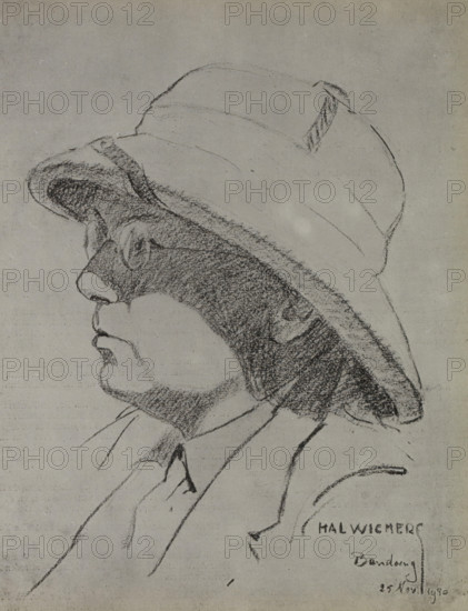 Portrait of (presumably) Hans Martin, album page, photograph, reproduction, Album page with a
