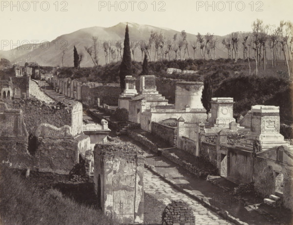 Pompei: Rue des tombeau fouilles 1763, Remains of buildings on the Street with Tombs (Via delle