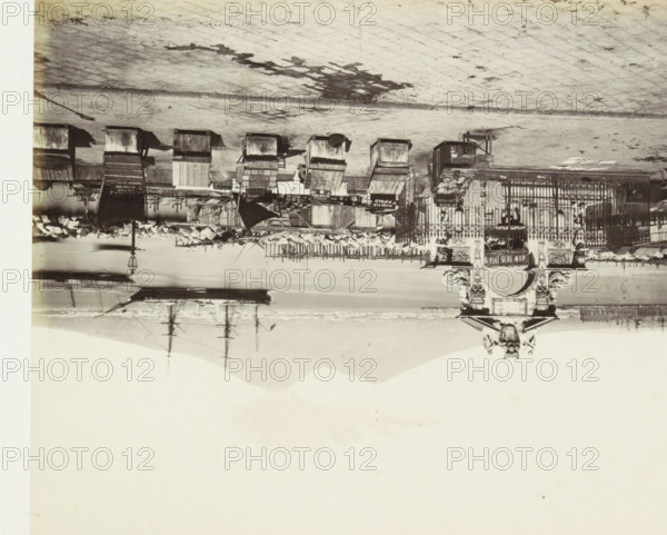 Harbor of Naples in the Santa Lucia neighborhood with oyster vendors' stalls in the foreground, S.