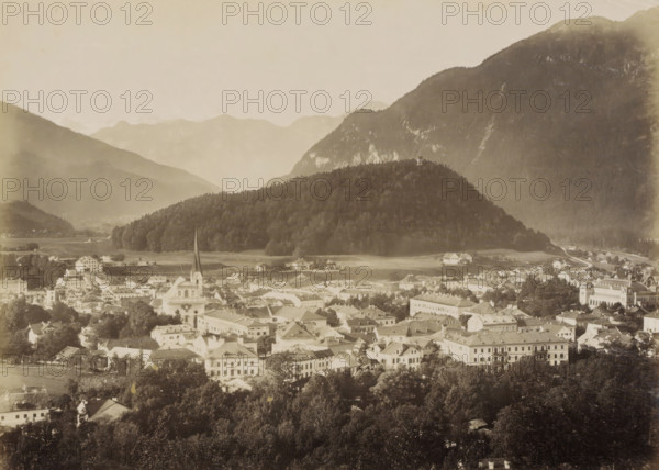 Ischl vom Gassner, View of Ischl and surrounding mountains from the Gassner, photograph, Part of