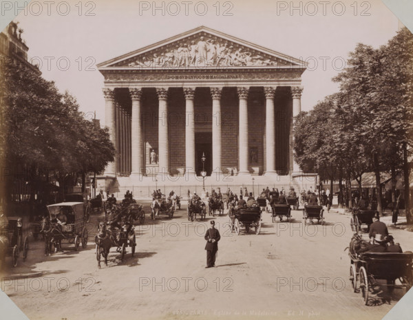 View of La Madeleine in Paris, album page, photograph, This photo is part of an album.,