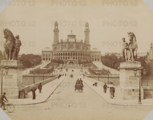 View of the Trocadéro with the Pont d'Iéna in Paris, album page, photograph, This photo is part of