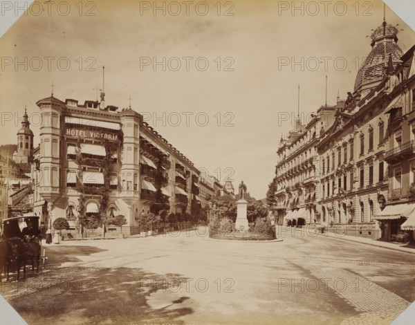 Leopoldplatz in Baden-Baden, album page, photograph, This photo is part of an album., inscription: