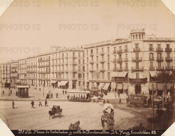 Plaza de Cataluña y calle de Fontanellas, View of Plaça de Catalunya in Barcelona, album page,