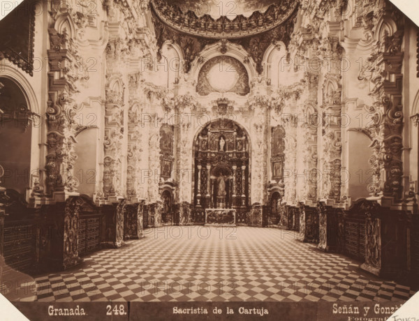 Interior of the sacristy of the Real Monasterio de La Cartuja in Granada, Granada. Sacristia de la