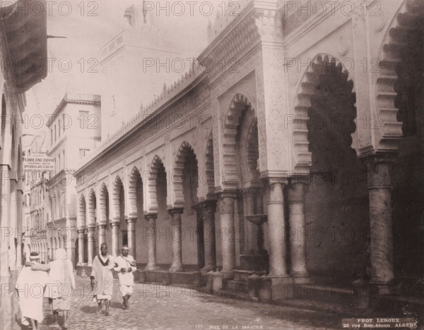 Rue de la Marine, View of the Djama'a al-Kebir in Algiers, photomechanical print, number: '117',