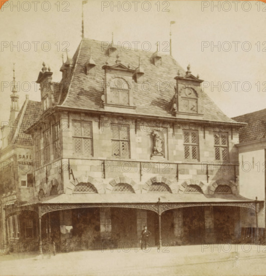 Horn. Roodenstein et le Waag, View of the Waag in Hoorn, Vues de Hollande, stereograph,