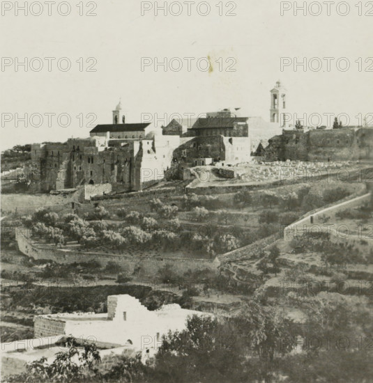 Bethlehem, View of Bethlehem, stereograph, address: 'Parklaan 49, HAARLEM, (Holland)', inscription:
