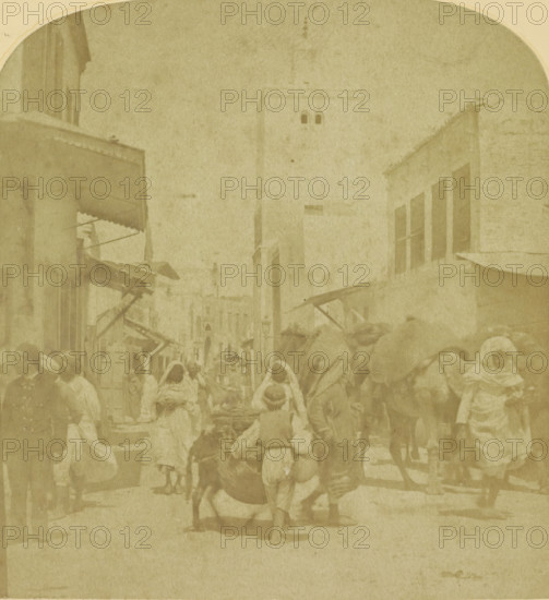 Street scene in an Arab city, possibly in Morocco, stereograph, inscription: 'C', number: '25175',