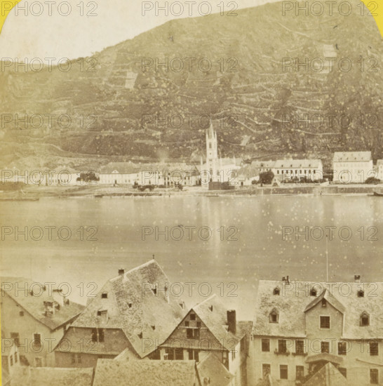 Saint-Goarshausen et le Rhin, vus de Saint-Goar, Sankt Goar and the Rhine, seen from Sankt
