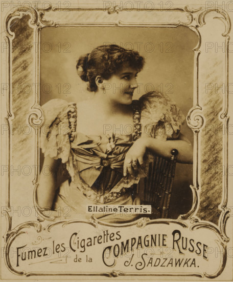 Portrait of Ellaline Terris, advertisement for Cigarettes Compagnie Russe J. Sadzawka, Ellaline