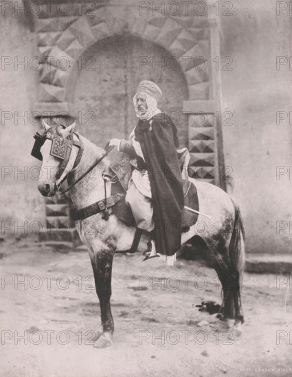 Officer on horseback, probably in Algiers, Algeria, photomechanical print, inscription: 'Officier A