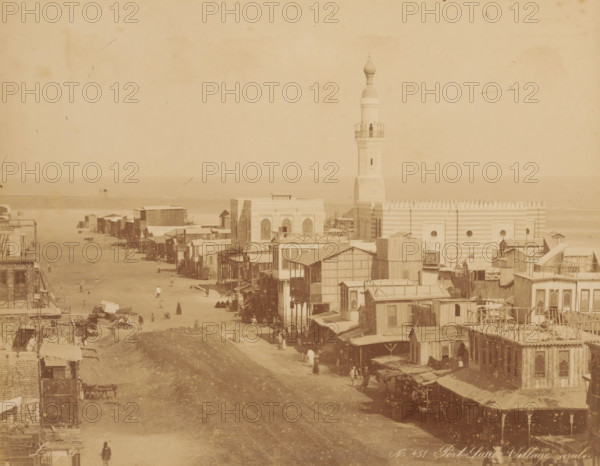 Port Saïd Village arabe, View of Port Said, photograph, inscription: 'photo Zangaki, Port Said Arab