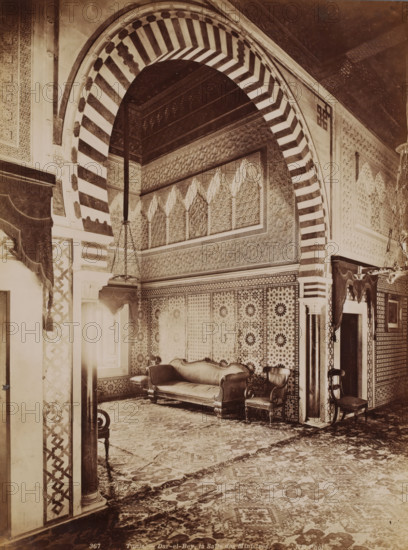 Interior of the Dar El Bey in the Medina of Tunis, Tunis, Dar-el-Bey, la Salle des Ministres,