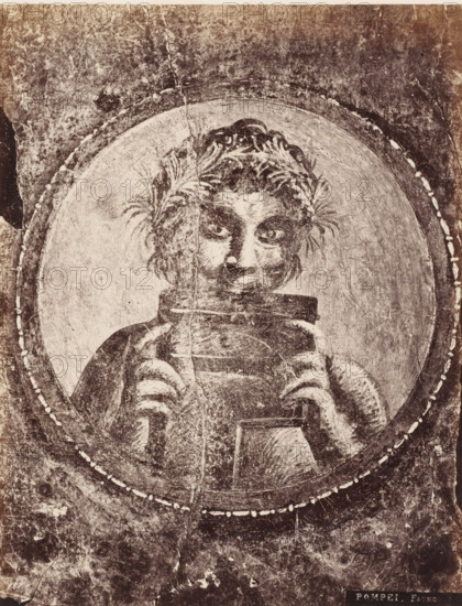 Fauno, Photo reproduction of a fresco depicting a faun, Pompei, photograph, reproduction, number:
