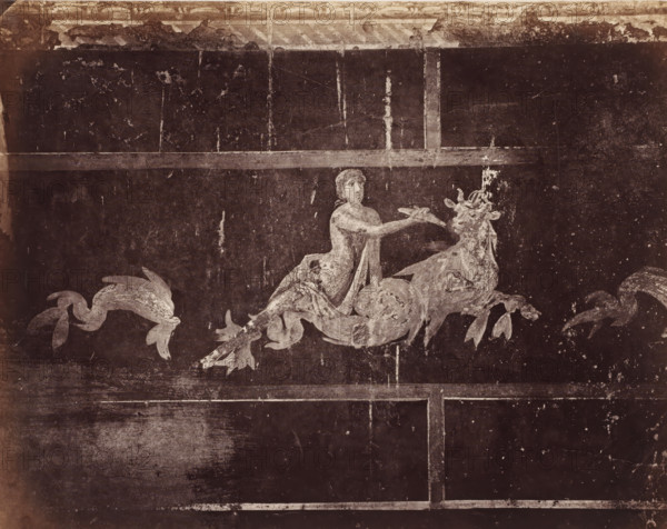 Photo reproduction of a fresco in Pompeii, Italy, photograph, reproduction, number: '76.', number: