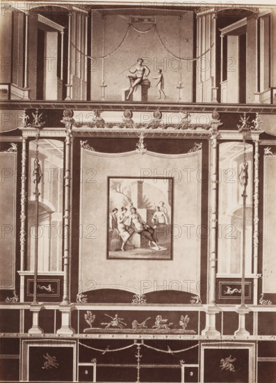 Photo reproduction of a fresco in Pompeii, Italy, photograph, reproduction, number: '84.', number: