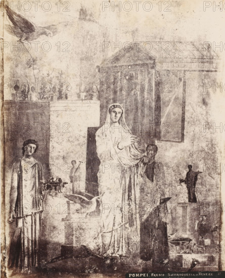 Fresco Sacerdotessa di Venere Scavi Nuovi, Photo reproduction of a fresco in the Temple of Venus at