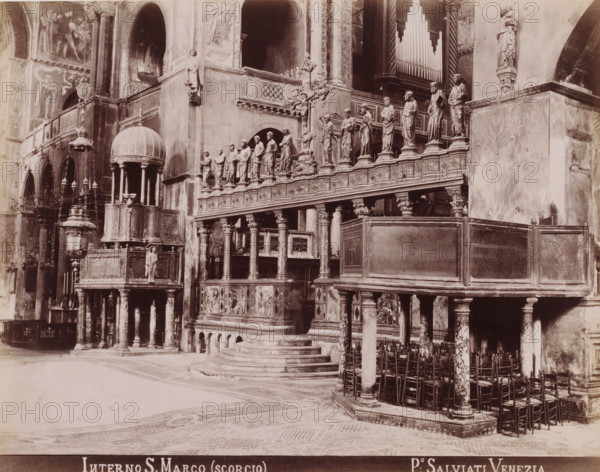 Interior of the San Marco in Venice, Interno S. Marco (scorgio), photograph, inscription: