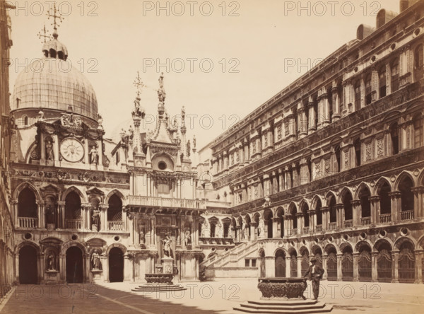 Cortile of Palazzo Ducale Venezia, Courtyard of the Doge's Palace in Venice, Italy, photograph,