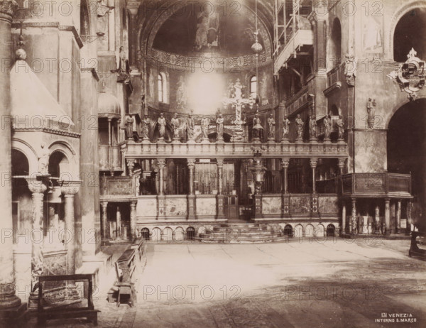 Interno S. Marco, Interior of San Marco in Venice, Italy, Venezia, photograph, number: '131',