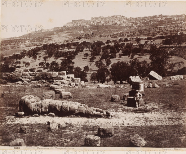 View of Agrigento from the Temple of Jupiter, Italy, Panorama dal Tempio di Giove, Girgenti,