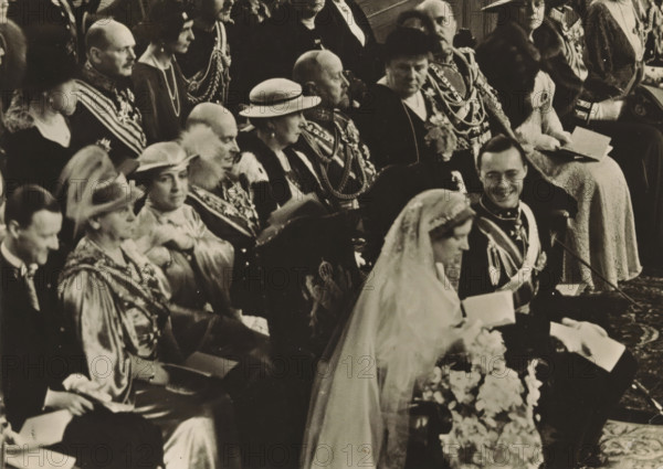 Wedding ceremony of Princess Juliana and Prince Bernhard in the St. Jacob's Church in The Hague on