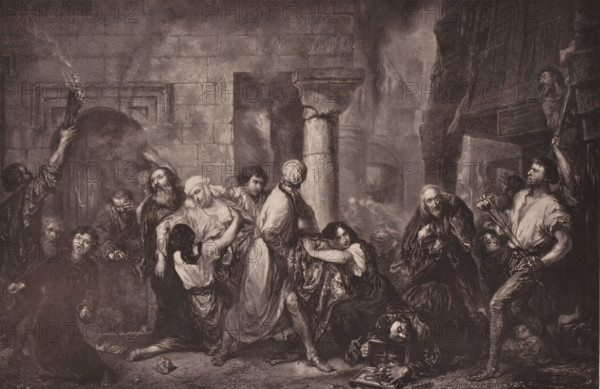 Reproduction of Incendie d'un Quartier Juif by Joseph-Nicolas Robert-Fleury, reproduction, page,