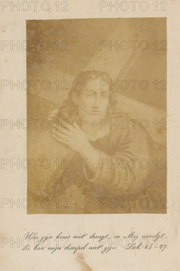 Photo reproduction of a print of the carrying of Christ, photograph, reproduction, page, after