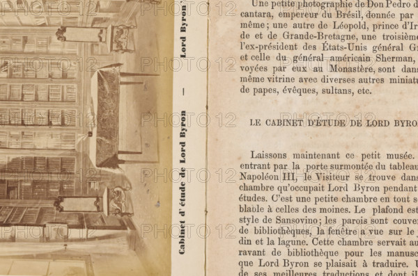 Cabinet d'étude de Lord Byron, Lord Byron's Study, Photographic reproduction of a drawing of Lord