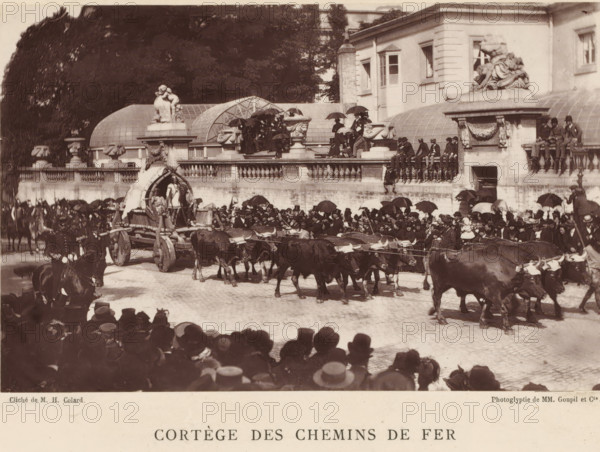 Nervian ox cart, at a parade for the railways in Brussels, Cortège des chemins de fer, chariot