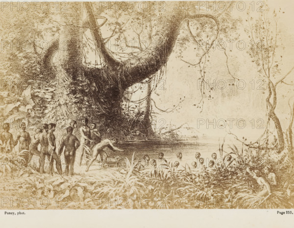 Ces grosses têtes noires surnageaient seules, graves, silencieuces..., Photo reproduction of a