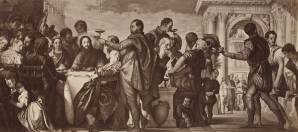 Photo reproduction of the painting The Wedding at Cana by Paolo Veronese, P. Veronese: Die Hochzeit