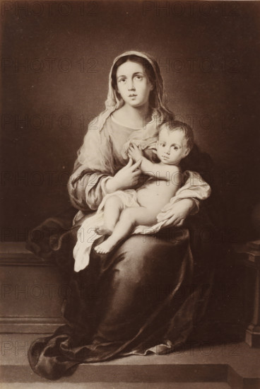 Photo reproduction of the painting Mary with Child by Murillo, Murillo: Madonna, photograph,