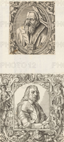 Portrait of Anton de Franckenpoint, print, album page, book illustration, Text in German in the