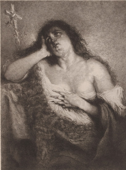 Penitent Mary Magdalene, print, printmaker: Frédérique Émile Auguste O'Connell-Miethe, after design