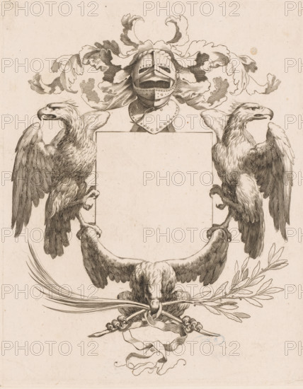 Coat of arms of the Marillac family, print, watermark, printmaker: Claude Mellan, 1608 - 1688,