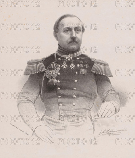 Portrait of JC Anemaet, print, The sitter wears a military uniform with epaulettes and decorations