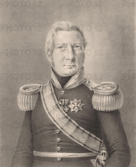 Portrait of Hendrik Merkus de Kock, print, The sitter wears a military uniform with epaulets with